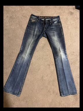 Rock Revival Ashley Women's Dark Indigo Bootcut Jeans Fleur de Lis